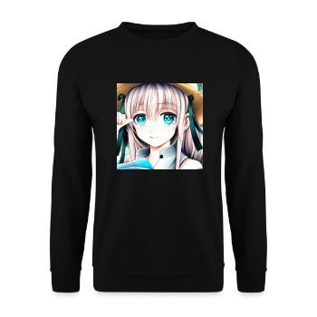 Anime Girl aux yeux bleus - Sweat-shirt Unisexe - noir - Devant - Alina (178cm) & Michal (187cm)
