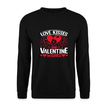 Love Kisses and Valentine Wishes - Unisex Pullover - Schwarz - Vorne - Alina (178cm) & Michal (187cm)