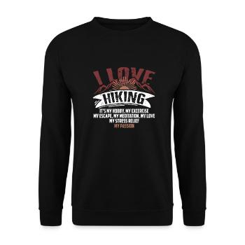 I Love Hiking My Passion Retro Hiker Wildlife - Unisex Pullover - Schwarz - Vorne - Alina (178cm) & Michal (187cm)