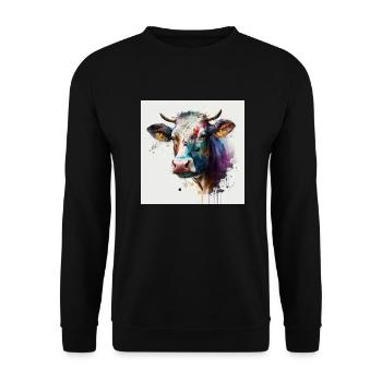 Cow water paint - Unisex Sweatshirt - black - Front - Alina (178cm) & Michal (187cm)