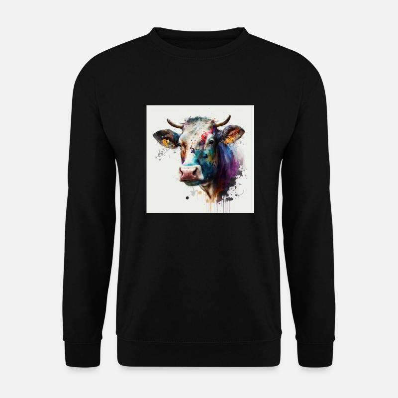Kuh Wasserfarbe - Unisex Pullover - Schwarz