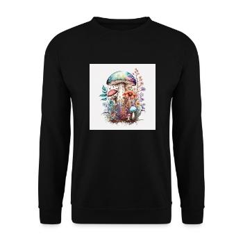 Des champignons à la peinture à l'eau - Sweat-shirt Unisexe - noir - Devant - Alina (178cm) & Michal (187cm)