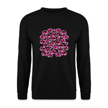 Elefant und Herzen pink - Unisex Pullover - Schwarz - Vorne - Alina (178cm) & Michal (187cm)