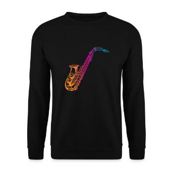 Saxofon Saxophonist Geschenk - Unisex Pullover - Schwarz - Vorne - Alina (178cm) & Michal (187cm)