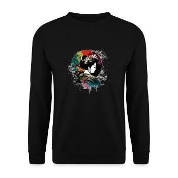 Geisha ultra colorée - Sweat-shirt Unisexe - noir - Devant - Alina (178cm) & Michal (187cm)