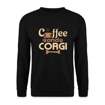 coffe and Corgi funny animal design l Dog Lover - Unisex Sweatshirt - black - Front - Alina (178cm) & Michal (187cm)