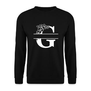 Personalized floral letter G - Unisex Sweatshirt - black - Front - Alina (178cm) & Michal (187cm)