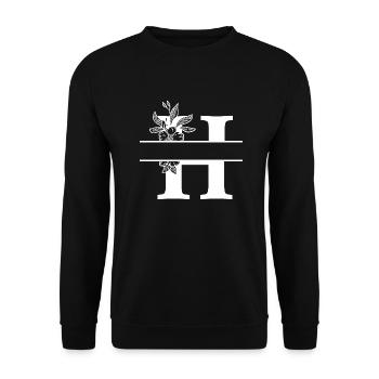 Personalized floral letter H - Unisex Sweatshirt - black - Front - Alina (178cm) & Michal (187cm)