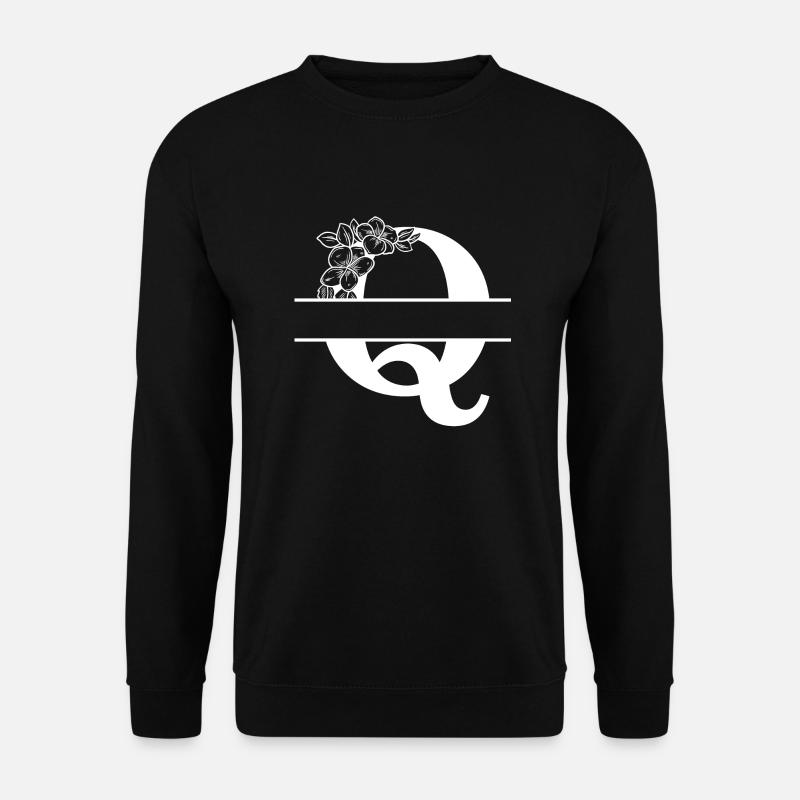 Personalisierter geblümter Q-Brief - Unisex Pullover - Schwarz