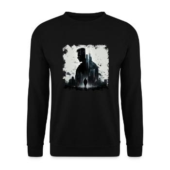 Lonely avenger and guardian in dystopia - Unisex Sweatshirt - black - Front - Alina (178cm) & Michal (187cm)
