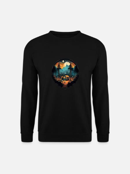 Camping adventure at the foot of a mountain - Unisex Sweatshirt - black