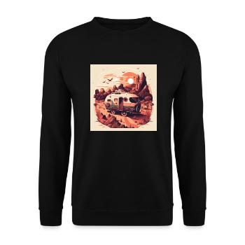 Bus Camping Adventure Outback Australia - Unisex Sweatshirt - black - Front - Alina (178cm) & Michal (187cm)
