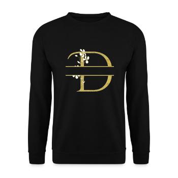 Personalized floral golden letter - Unisex Sweatshirt - black - Front - Alina (178cm) & Michal (187cm)