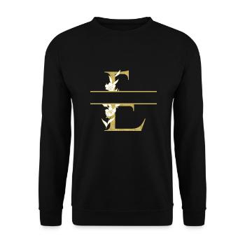 lettre e doré floral personnalisé - Sweat-shirt Unisexe - noir - Devant - Alina (178cm) & Michal (187cm)