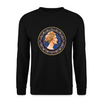 Woman Badge ArtNouvaue 12 - Unisex Pullover - Schwarz - Vorne - Alina (178cm) & Michal (187cm)
