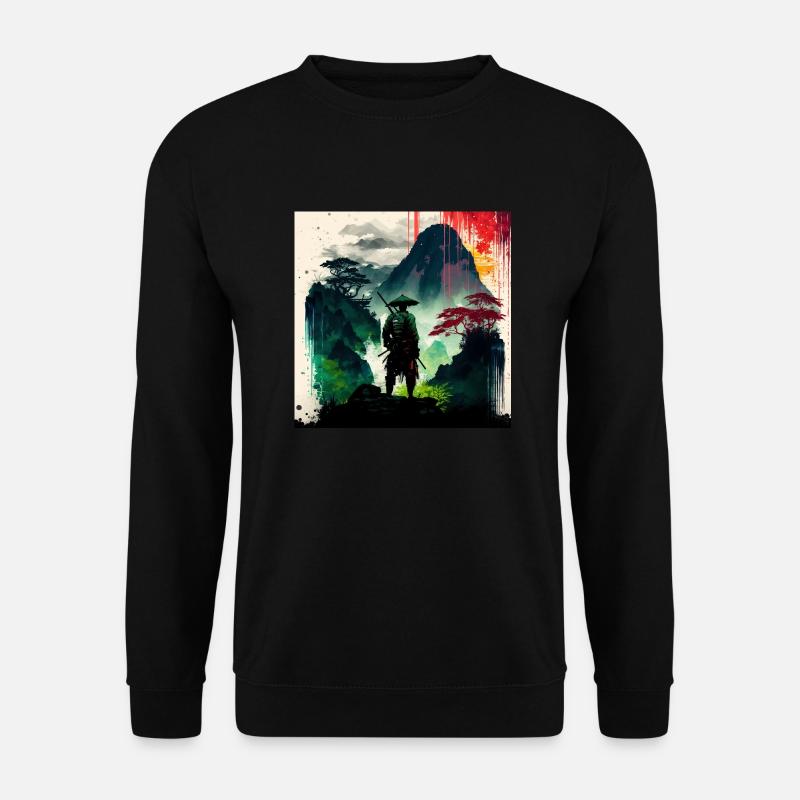 Samurai-Wassermalerei - Unisex Pullover - Schwarz