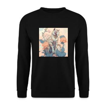 im Einklang mit der Natur Tiger - Unisex Pullover - Schwarz - Vorne - Alina (178cm) & Michal (187cm)