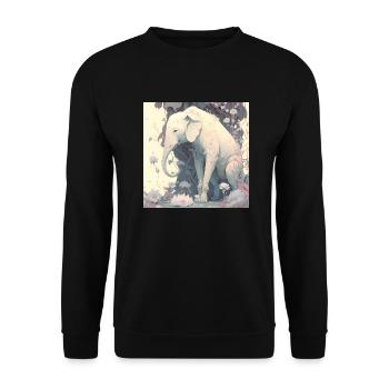 im Einklang mit der Natur Elefant - Unisex Pullover - Schwarz - Vorne - Alina (178cm) & Michal (187cm)