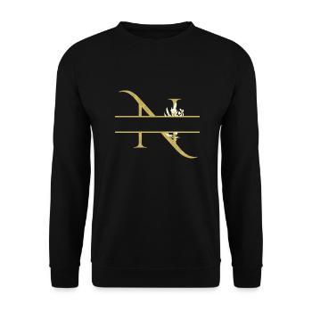 lettre n doré floral personnalisé - Sweat-shirt Unisexe - noir - Devant - Alina (178cm) & Michal (187cm)