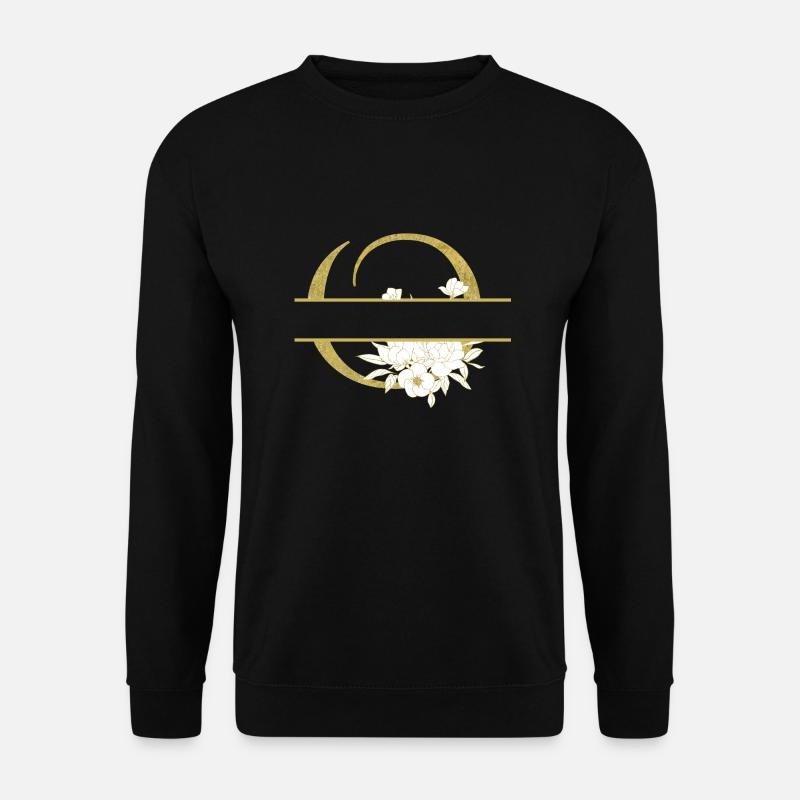Personalisierter Blumengoldbuchstabe O - Unisex Pullover - Schwarz