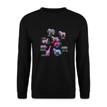 tiere,wilde tiere,zebra,löwe,elefant,bär,zoo,leopa - Unisex Pullover - Schwarz - Vorne - Alina (178cm) & Michal (187cm)