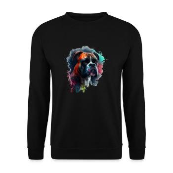 Boxer Design Watercolor Style Dog Lovers - Unisex Sweatshirt - black - Front - Alina (178cm) & Michal (187cm)