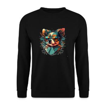Hipster tendance chien visage de petit chien - Sweat-shirt Unisexe - noir - Devant - Alina (178cm) & Michal (187cm)
