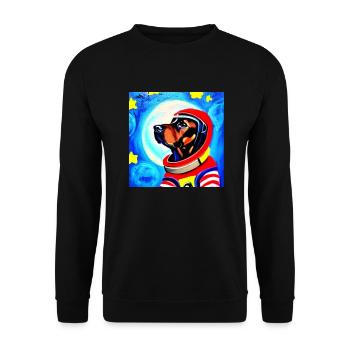 Roter Raumanzug Kosmohund - Unisex Pullover - Schwarz - Vorne - Alina (178cm) & Michal (187cm)