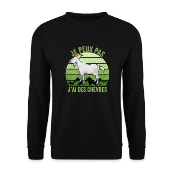 Je peux pas j'ai Des Chèvres Drôles Cadeau Chèvre - Sweat-shirt Unisexe - noir - Devant - Alina (178cm) & Michal (187cm)