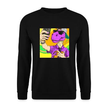 Cool dinosaur makes selfie gift - Unisex Sweatshirt - black - Front - Alina (178cm) & Michal (187cm)