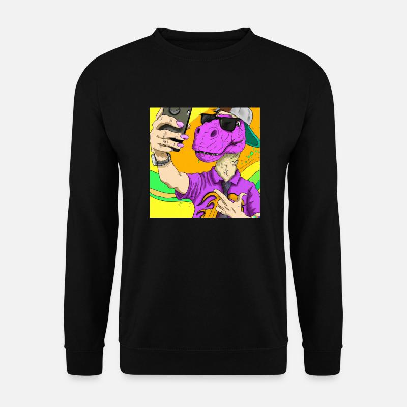Cool dinosaur makes selfie gift - Unisex Sweatshirt - black