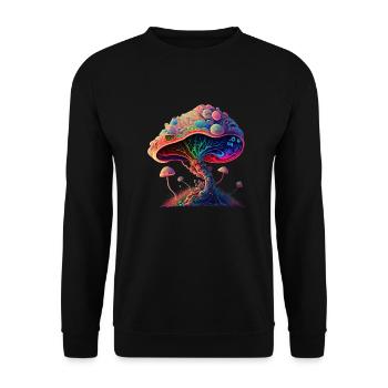 Bunter Pilz - Unisex Pullover - Schwarz - Vorne - Alina (178cm) & Michal (187cm)