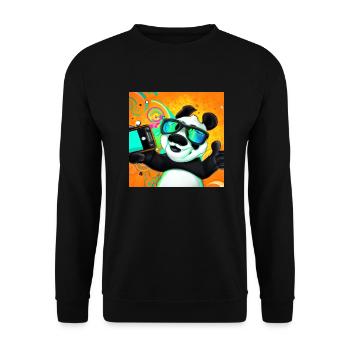 Funny Panda Makes Selfie Gift - Unisex Sweatshirt - black - Front - Alina (178cm) & Michal (187cm)
