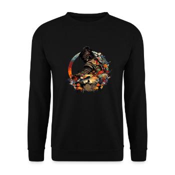 Samouraï rêvant de maison / graphique esthétique cool - Sweat-shirt Unisexe - noir - Devant - Alina (178cm) & Michal (187cm)