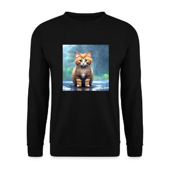 Kitten in the rain - Unisex Sweatshirt - black - Front - Alina (178cm) & Michal (187cm)
