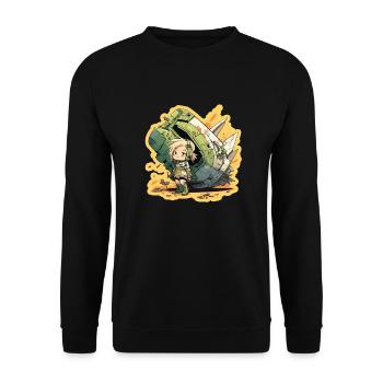 Cute girl, pilot and spaceship - Unisex Sweatshirt - black - Front - Alina (178cm) & Michal (187cm)