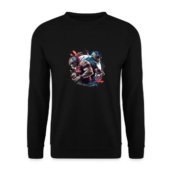 American Football - Spieler - Logo - Touchdown - Unisex Pullover - Schwarz - Vorne - Alina (178cm) & Michal (187cm)