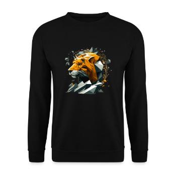 3D vector lion illustration in polygon look - Unisex Sweatshirt - black - Front - Alina (178cm) & Michal (187cm)