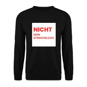 Nicht Dein Streichelzoo Print auf Panel PWSRHR - Unisex Pullover - Schwarz - Vorne - Alina (178cm) & Michal (187cm)