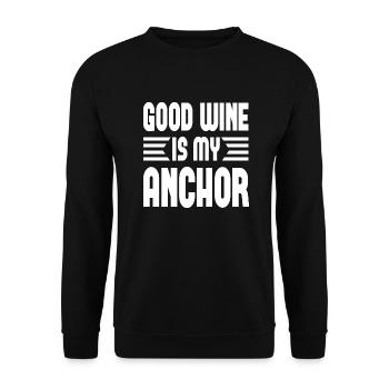 Good Wine is my Anchor - Unisex Sweatshirt - black - Front - Alina (178cm) & Michal (187cm)