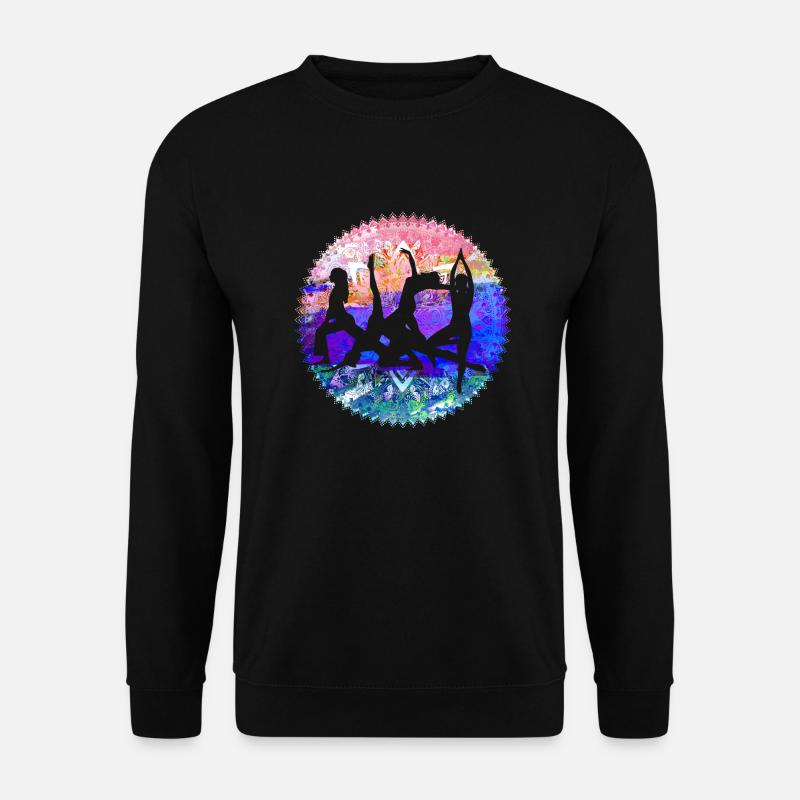 yoga,frau,stretchen,sport,poweryoga,mandala - Unisex Pullover - Schwarz