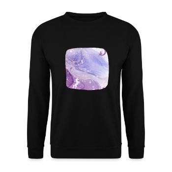 Zauberhaftes rosa Aquarell: Einhorn & Feen - Unisex Pullover - Schwarz - Vorne - Alina (178cm) & Michal (187cm)