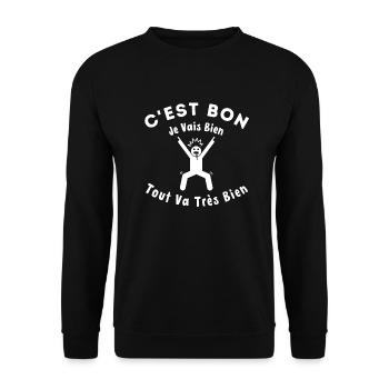 Tout va très bien idée cadeau original - Sweat-shirt Unisexe - noir - Devant - Alina (178cm) & Michal (187cm)