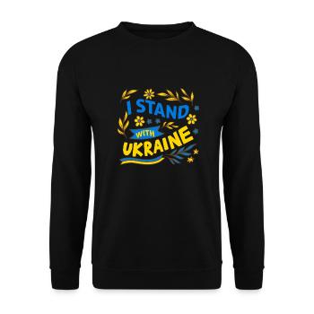 Ukraine 2023 - Ich unterstütze die Ukraine - Ukraine 2023 - Unisex Pullover - Schwarz - Vorne - Alina (178cm) & Michal (187cm)