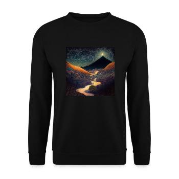 Motif dessin paysage chinois japonais - Sweat-shirt Unisexe - noir - Devant - Alina (178cm) & Michal (187cm)