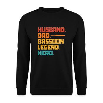 Husband Dad Bassoon Legend Hero - Unisex Pullover - Schwarz - Vorne - Alina (178cm) & Michal (187cm)