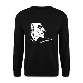 Vampire de profil gravure sur bois - Sweat-shirt Unisexe - noir - Devant - Alina (178cm) & Michal (187cm)