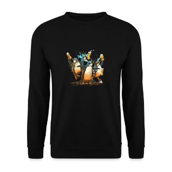 Drôle de fête des pingouins à la bière - Sweat-shirt Unisexe - noir - Devant - Alina (178cm) & Michal (187cm)