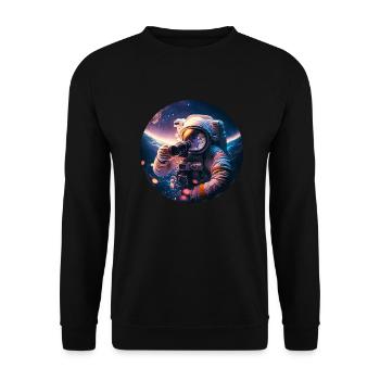 Astronaut fotografiert Geschenk - Unisex Pullover - Schwarz - Vorne - Alina (178cm) & Michal (187cm)