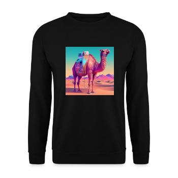 CAMEL VAPORWAVE, MODERN ART, NEON COLORS - Unisex Sweatshirt - black - Front - Alina (178cm) & Michal (187cm)